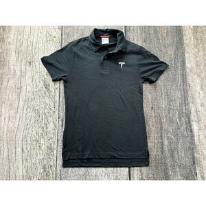 Tesla Elon Musk Men’s Black Golf Polo Shirt Electric Car XS Polyester Blend